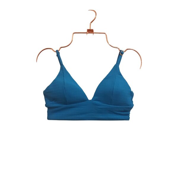 L*Space LSPACE Pointelle Rib Winnie Bikini Top Women Sz Small Electric Blue NWT - Picture 2 of 12
